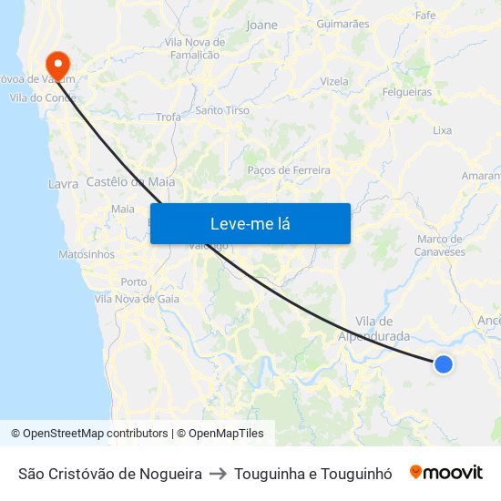 São Cristóvão de Nogueira to Touguinha e Touguinhó map