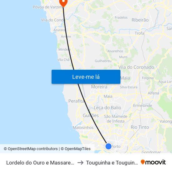 Lordelo do Ouro e Massarelos to Touguinha e Touguinhó map