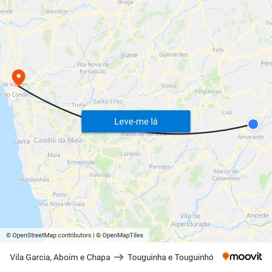 Vila Garcia, Aboim e Chapa to Touguinha e Touguinhó map