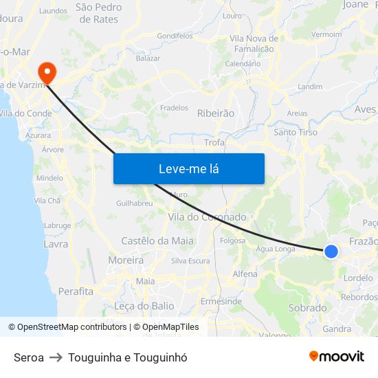 Seroa to Touguinha e Touguinhó map