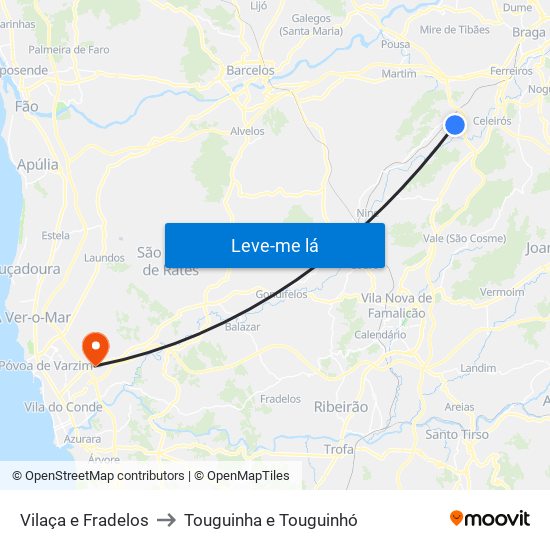 Vilaça e Fradelos to Touguinha e Touguinhó map