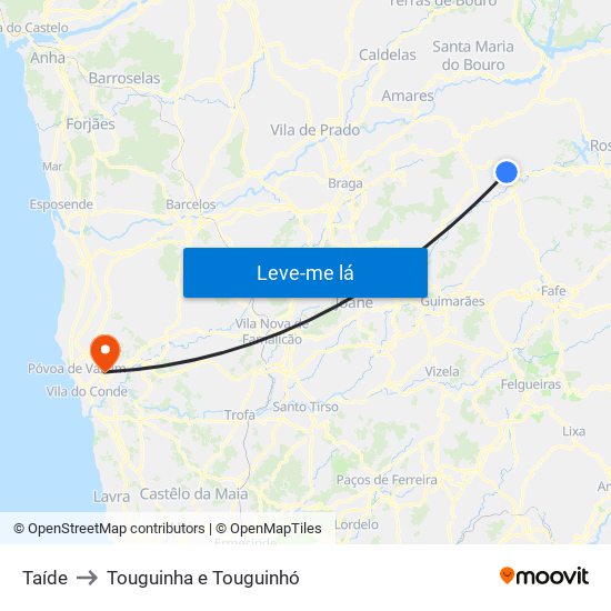 Taíde to Touguinha e Touguinhó map