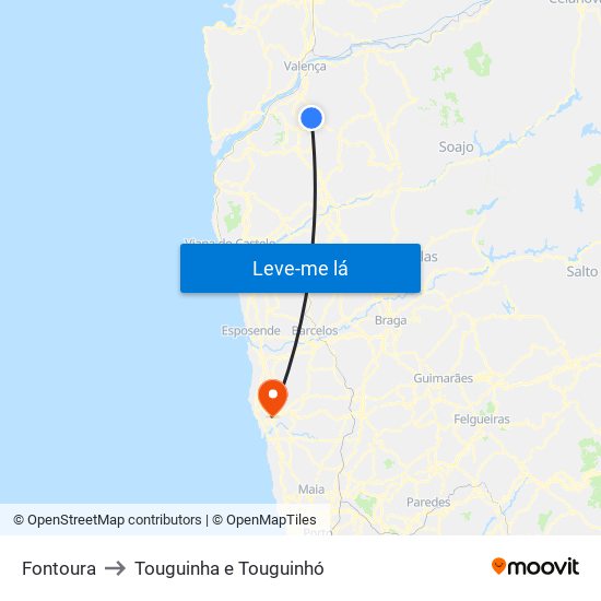 Fontoura to Touguinha e Touguinhó map