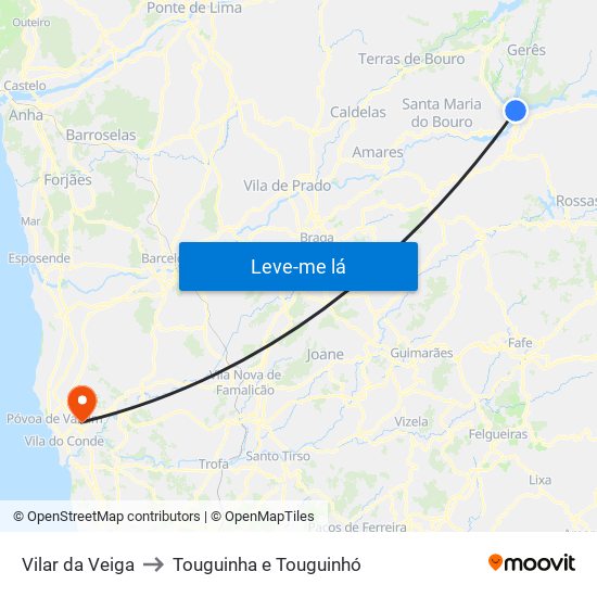 Vilar da Veiga to Touguinha e Touguinhó map