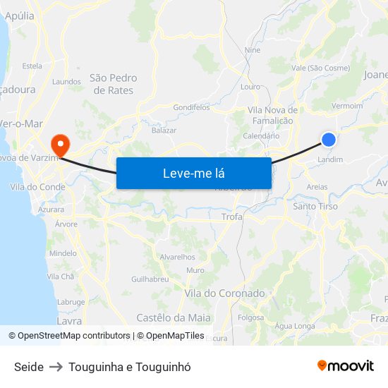 Seide to Touguinha e Touguinhó map