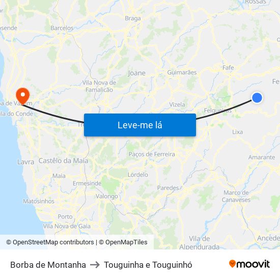 Borba de Montanha to Touguinha e Touguinhó map