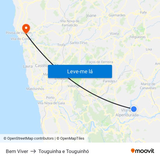 Bem Viver to Touguinha e Touguinhó map