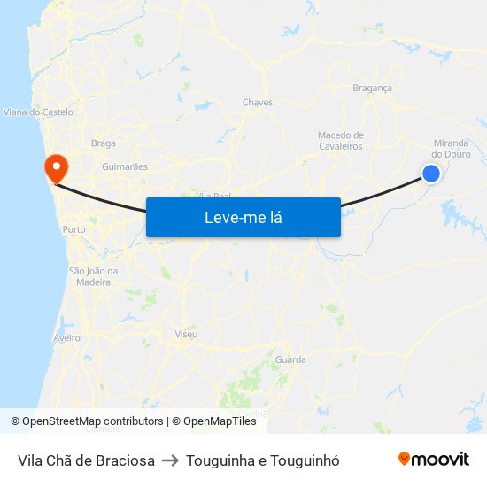 Vila Chã de Braciosa to Touguinha e Touguinhó map