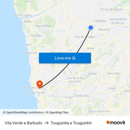 Vila Verde e Barbudo to Touguinha e Touguinhó map