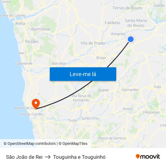 São João de Rei to Touguinha e Touguinhó map