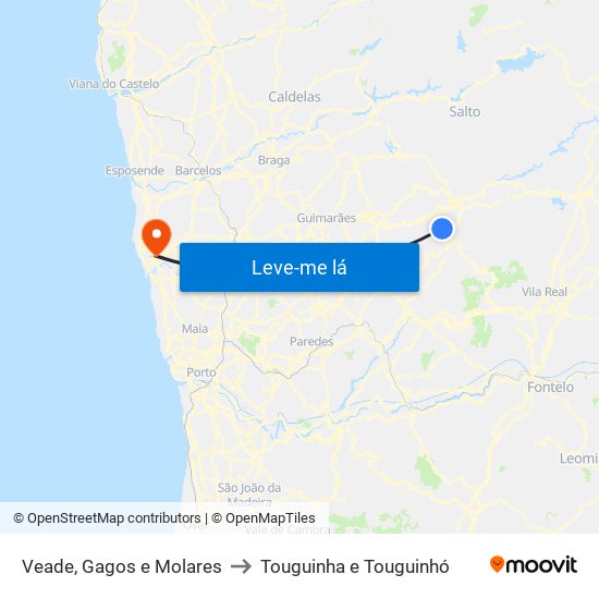 Veade, Gagos e Molares to Touguinha e Touguinhó map