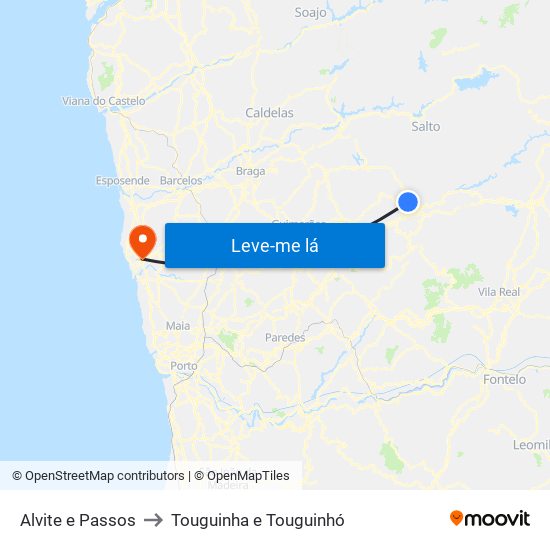 Alvite e Passos to Touguinha e Touguinhó map