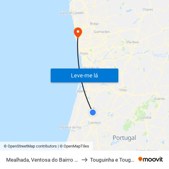 Mealhada, Ventosa do Bairro e Antes to Touguinha e Touguinhó map