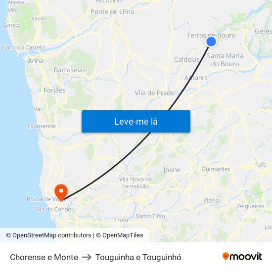 Chorense e Monte to Touguinha e Touguinhó map