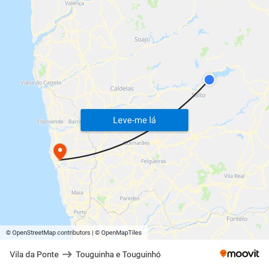Vila da Ponte to Touguinha e Touguinhó map