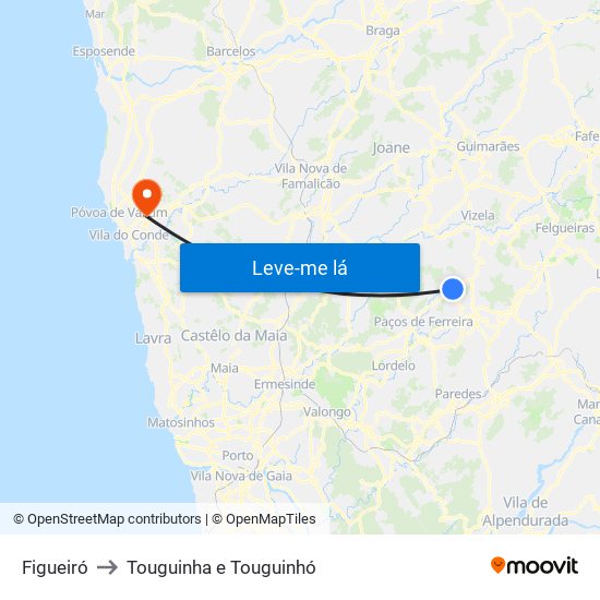 Figueiró to Touguinha e Touguinhó map