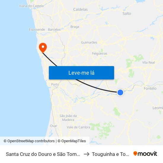 Santa Cruz do Douro e São Tomé de Covelas to Touguinha e Touguinhó map