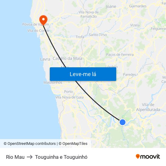 Rio Mau to Touguinha e Touguinhó map