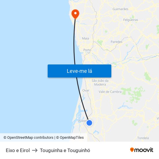 Eixo e Eirol to Touguinha e Touguinhó map