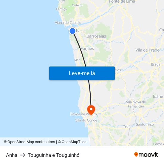 Anha to Touguinha e Touguinhó map