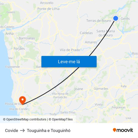 Covide to Touguinha e Touguinhó map