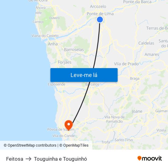 Feitosa to Touguinha e Touguinhó map