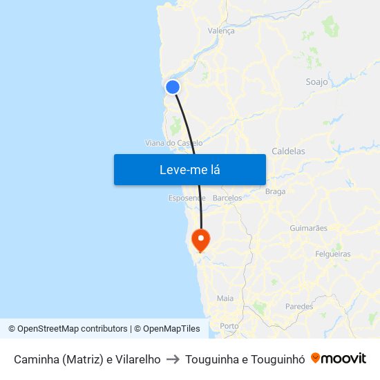 Caminha (Matriz) e Vilarelho to Touguinha e Touguinhó map