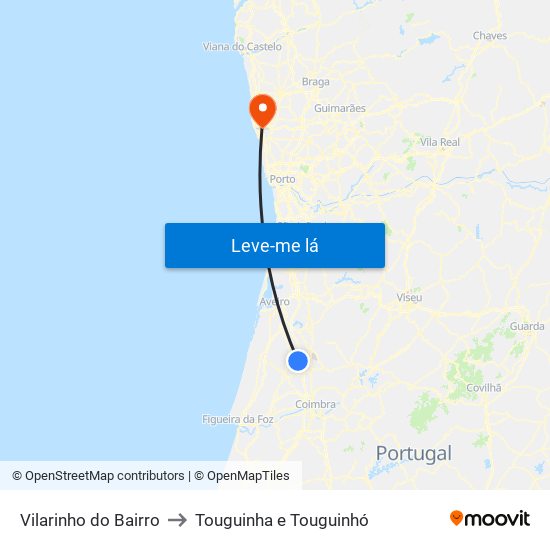 Vilarinho do Bairro to Touguinha e Touguinhó map