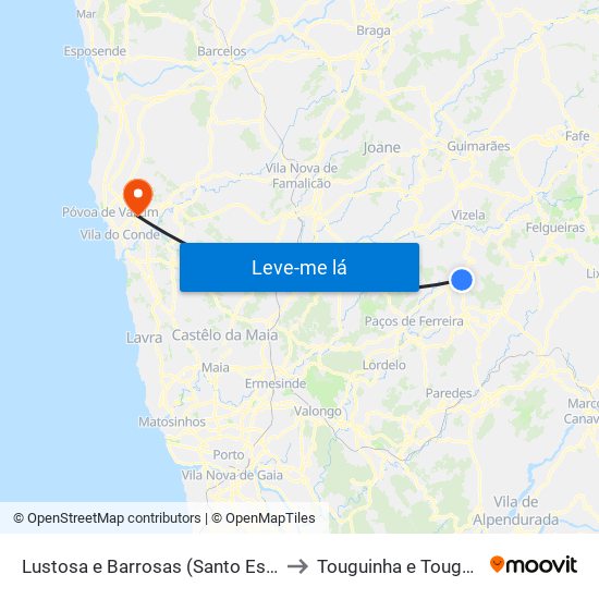 Lustosa e Barrosas (Santo Estêvão) to Touguinha e Touguinhó map