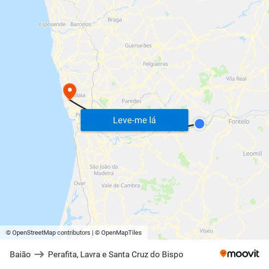 Baião to Perafita, Lavra e Santa Cruz do Bispo map