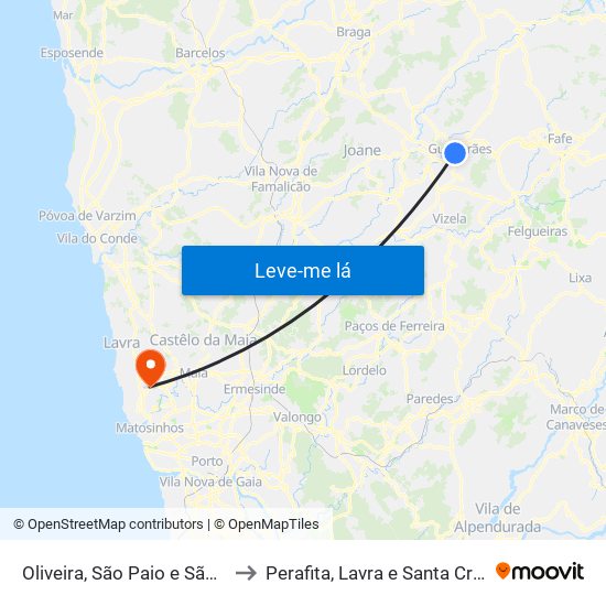 Oliveira, São Paio e São Sebastião to Perafita, Lavra e Santa Cruz do Bispo map