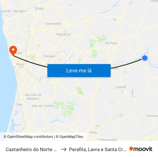 Castanheiro do Norte e Ribalonga to Perafita, Lavra e Santa Cruz do Bispo map