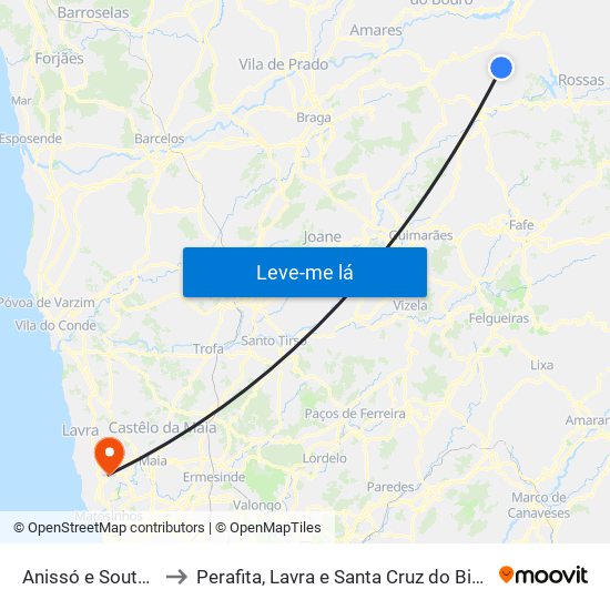 Anissó e Soutelo to Perafita, Lavra e Santa Cruz do Bispo map