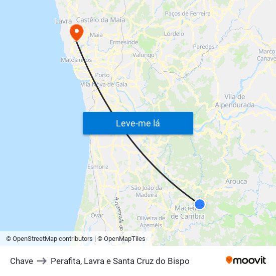 Chave to Perafita, Lavra e Santa Cruz do Bispo map