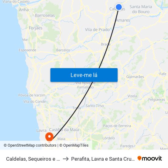 Caldelas, Sequeiros e Paranhos to Perafita, Lavra e Santa Cruz do Bispo map