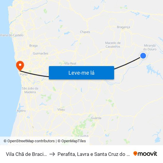 Vila Chã de Braciosa to Perafita, Lavra e Santa Cruz do Bispo map