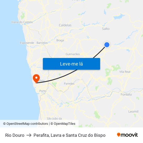 Rio Douro to Perafita, Lavra e Santa Cruz do Bispo map