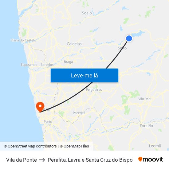 Vila da Ponte to Perafita, Lavra e Santa Cruz do Bispo map