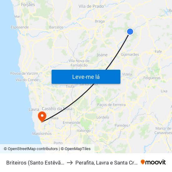 Briteiros (Santo Estêvão) e Donim to Perafita, Lavra e Santa Cruz do Bispo map