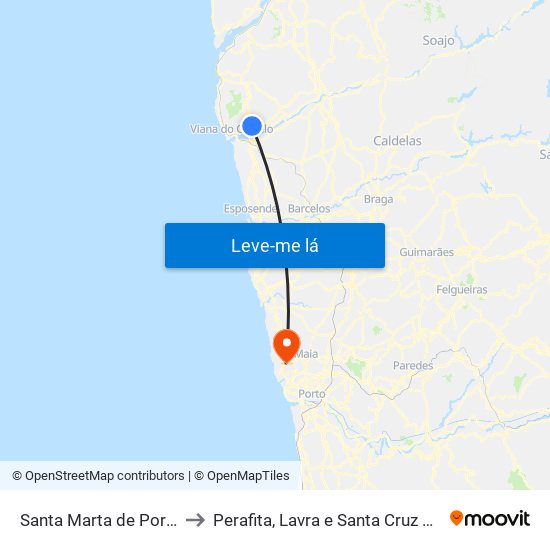 Santa Marta de Portuzelo to Perafita, Lavra e Santa Cruz do Bispo map