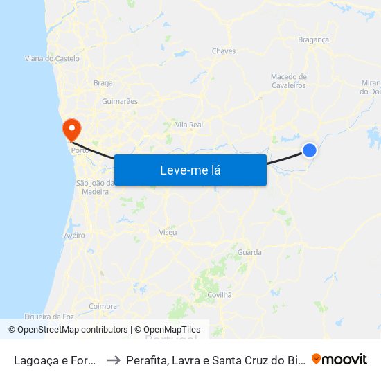 Lagoaça e Fornos to Perafita, Lavra e Santa Cruz do Bispo map