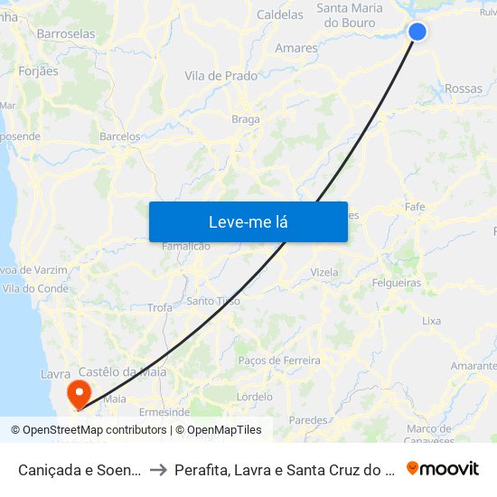 Caniçada e Soengas to Perafita, Lavra e Santa Cruz do Bispo map