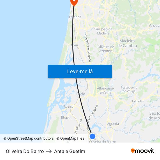 Oliveira Do Bairro to Anta e Guetim map