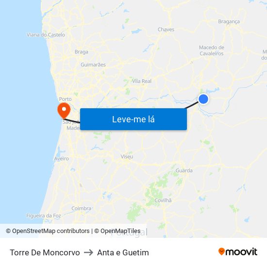 Torre De Moncorvo to Anta e Guetim map