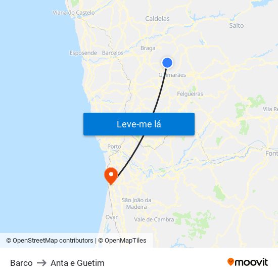 Barco to Anta e Guetim map