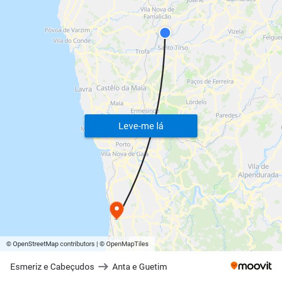 Esmeriz e Cabeçudos to Anta e Guetim map