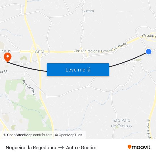 Nogueira da Regedoura to Anta e Guetim map