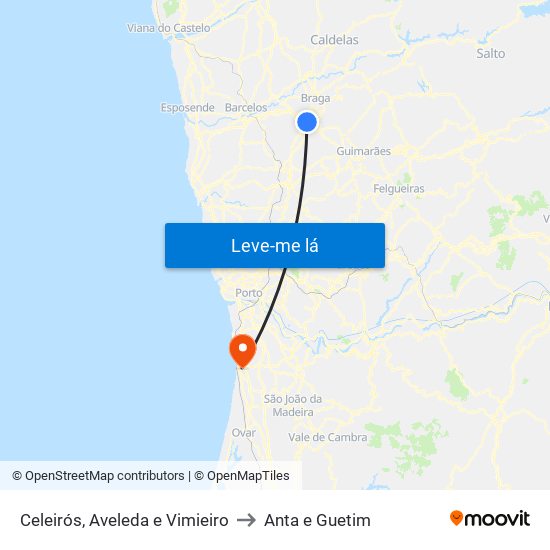 Celeirós, Aveleda e Vimieiro to Anta e Guetim map