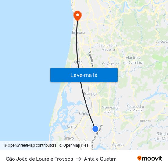 São João de Loure e Frossos to Anta e Guetim map