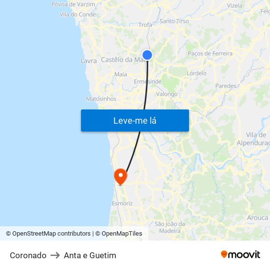 Coronado to Anta e Guetim map